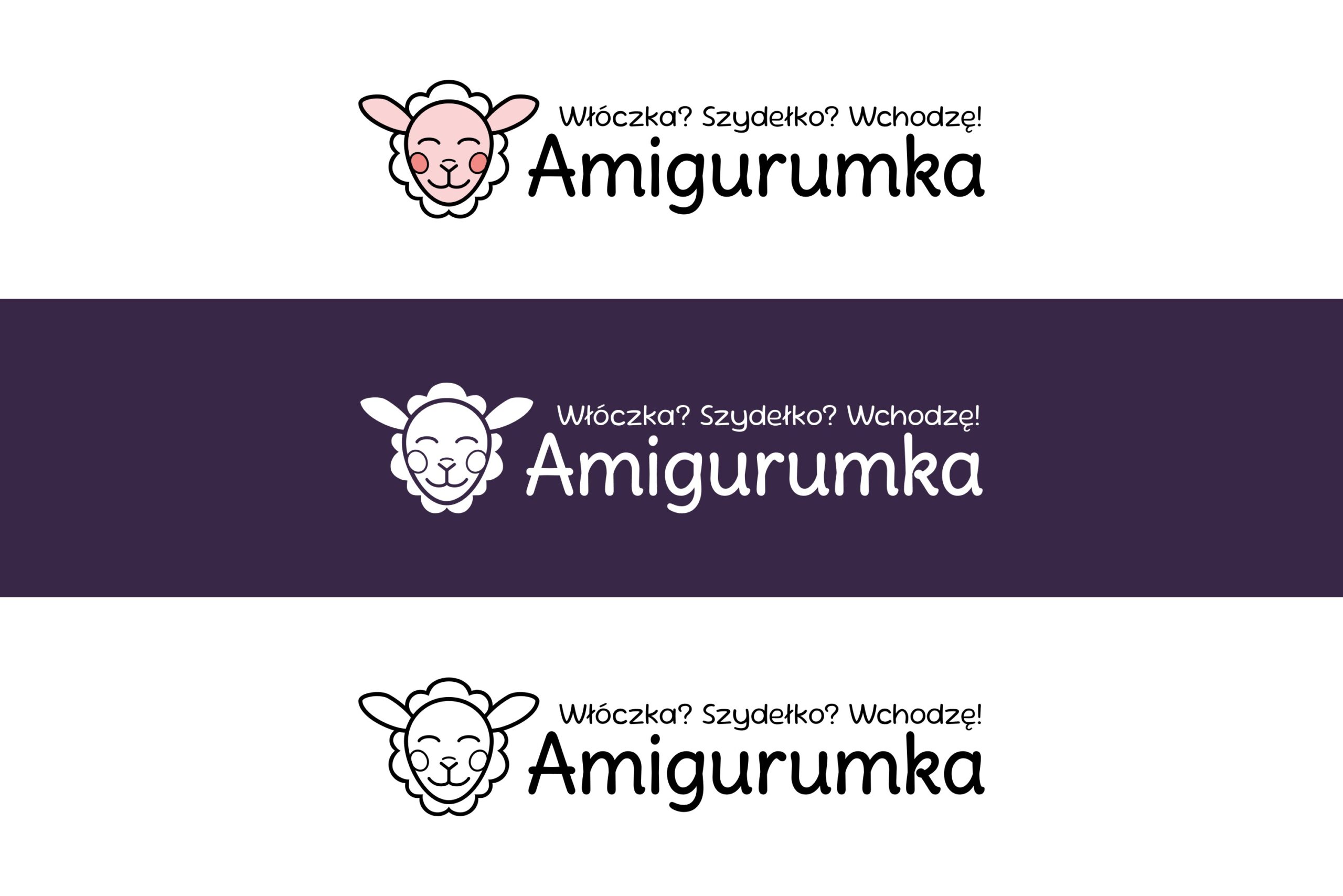 Warianty kolorystyczne logo Amigurumka.