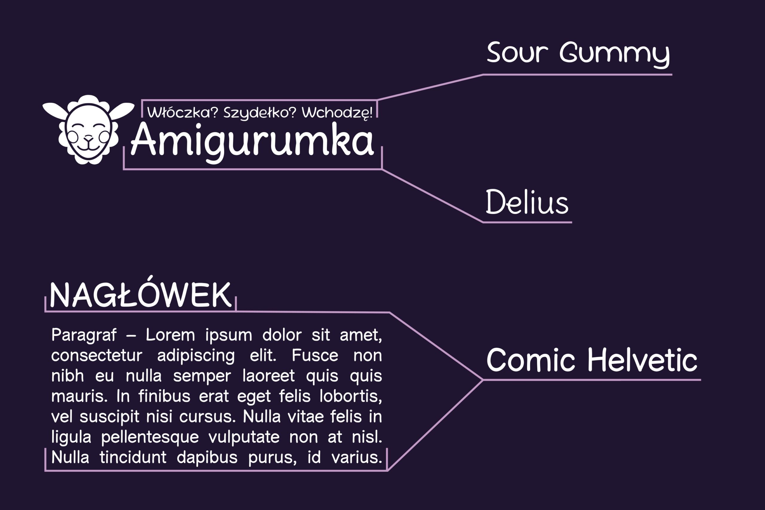 Czcionki użyte w logo Amigurumki i reszcie tej identyfikacji wizualnej.